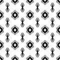 Seamless Indian pattern vector USA Native American type geometric ornaments black and white background design retro vintage bohemi