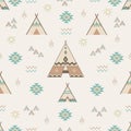 Seamless Indian Woodland Arrows and Teepee pattern Royalty Free Stock Photo