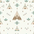 Seamless Indian Woodland Arrows and Teepee pattern Royalty Free Stock Photo