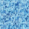 Seamless indigo block print texture on navy blue woven effect background. Japanese style washed denim batik resist