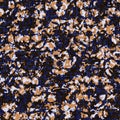 Seamless indigo dyed bandana texture. Blue orange stain woven cotton effect background. Repeat Indonesian batik