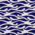 Seamless indigo washed stripe texture. Blue woven boro linen cotton dyed effect background. Japanese repeat batik resist