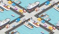 Seamless industrial city map pattern. Isometric port mooring