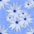 Seamless infinite background floral. White-blue flowers. For design and printing. Background of natural flowers.