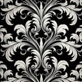 Elegant Black and White Damask Pattern, AI Generated Royalty Free Stock Photo