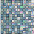 Seamless iridescent glass tile texture in turquoise for kitchen, backsplash, bathroom