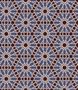 Seamless islamic Moroccan pattern. Arabic geometric ornament. Muslim texture. Vintage repeating background. Vector blue Royalty Free Stock Photo