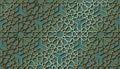 Seamless Islamic pattern, gold line art persian motif. Ramadan banner Arabic round pattern elements. Geometric circular ornament