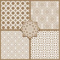 Seamless Islamic patterns set in beige