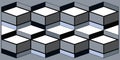 Seamless Isometric Cube Pattern with 3D Geometric Optical Illusion in Gray and White Tones Royalty Free Stock Photo