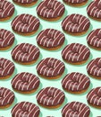 Seamless isometric 3d render pattern. Chocolate donuts. Minimal design. Donuts lover, Restaurant, bakery candy shop, food delivery