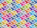 Seamless isometric lines geometric pattern, 3D cubes vector tiling background, architecture and construction.