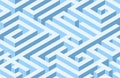 Seamless isometric maze. Blue abstract endless isometric labyrinth. Seamless geometric pattern, vector illustration