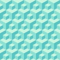 Seamless isometric pattern of small and large turquoise colored cubes. Vector geometric background