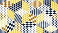 Seamless isometric rhombus and triangles geometric pattern, 3D cubes vector tiling background, architecture and construction, Royalty Free Stock Photo