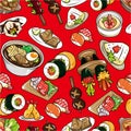 Seamless Japanese food pattern