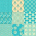 Seamless japanese pattern set Royalty Free Stock Photo