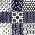 Seamless japanese pattern set Royalty Free Stock Photo