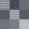 Seamless japanese pattern set Royalty Free Stock Photo