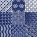 Seamless japanese pattern set Royalty Free Stock Photo