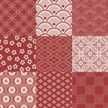 Seamless japanese pattern set Royalty Free Stock Photo