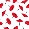 Seamless Japanese red umbrella pattern Royalty Free Stock Photo