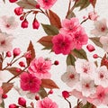 Seamless Japanese Sakura Blossom Pattern Royalty Free Stock Photo