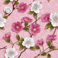 Seamless Japanese Sakura Blossom Pattern Royalty Free Stock Photo