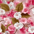 Seamless Japanese Sakura Blossom Pattern Royalty Free Stock Photo
