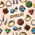 Seamless jewelry handdrawn pattern with- rings