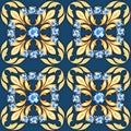 Seamless jewelry pattern with blue gems