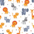 Seamless Jungle or Zoo Animal Background Pattern. Royalty Free Stock Photo