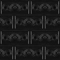 Seamless 4k photo texture material of black plastic tile surface with ornate pattern Royalty Free Stock Photo