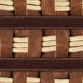 Seamless 4k photo texture material of brown leather pattern with ropes insert and straps Royalty Free Stock Photo