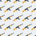 Seamless Kalashnikov ak47 pattern flat Royalty Free Stock Photo