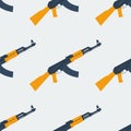 Seamless Kalashnikov ak47 pattern flat Royalty Free Stock Photo