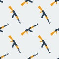 Seamless Kalashnikov ak47 pattern flat Royalty Free Stock Photo