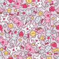 Seamless kawaii child pattern with cute doodles