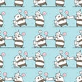 Seamless kawaii panda and cat characters are loving our friendship pattern Royalty Free Stock Photo