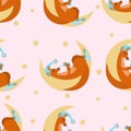 Seamless kids kangaroo illustration geometric arrows australian background pattern in vector Royalty Free Stock Photo