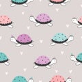 Seamless kids pattern with colorful turtles