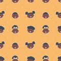 Seamless kids pattern with funny baby heads. Smiling black children