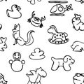 Seamless Kids Wall Art Doodles Pattern Royalty Free Stock Photo