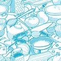 Seamless kitchen stuff pattern