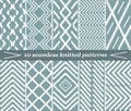 10 seamless knitted patterns in blue-grey color
