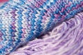 Seamless knitted patterns in pastel colors fragment close up