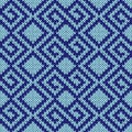 Seamless knitting geometrical pattern in blue hues