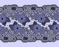 Seamless lace blue textured ribbon. Horizontal pattern of a mesh of flowers and leaves. Royalty Free Stock Photo