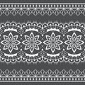Seamless lace vector design - detailed retro wedding lace pattern with flowers and swirls, symmetric ornament Royalty Free Stock Photo