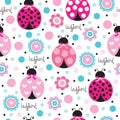 Seamless ladybird pattern vector illustration Royalty Free Stock Photo